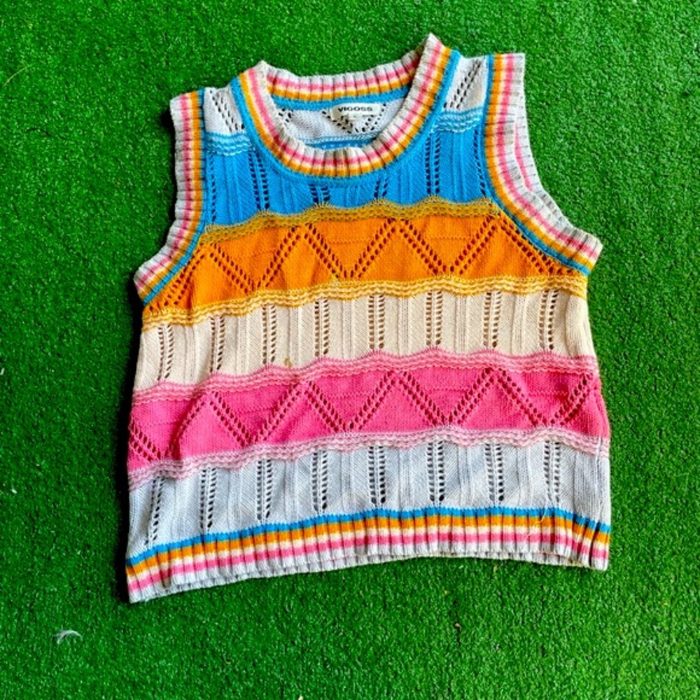 Multicoloured knitted vest top #y2k